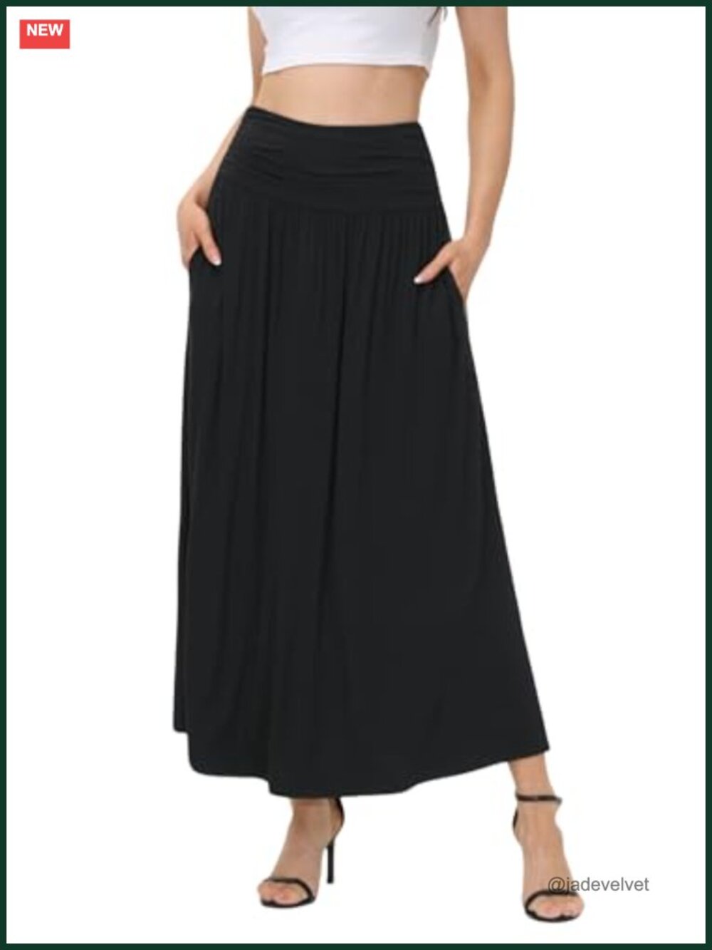 Elegant Maxi Skirt Casual Ruched High Waisted Flowy Long Skirt Plus Size Ankle